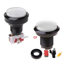 게임 푸시 버튼 45mm 원형 모양 12V LED 아케이드 비디오 게임 키트 용 마이크로 스위치가있는 푸시 버튼 스위치 조명, 하얀색