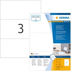 천발 분리 라인 HERMA 4664 라벨 DIN A4 (210 x 99mm 100 시트 종이 매트) 자체 접착제 인쇄 가능, 단일상품
