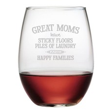 Great Moms 21 oz. Stemless 와인 글라스 (세트 of 4), 단일상품