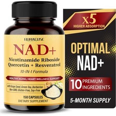 NAD+ 10-in-1 Formula with Nicotinamide Riboside NR Quercetin ResveratrolGrape Seed Berberine - Non-G, 150 count (pack of 1), 150정, 1개 - nadc538