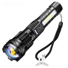 초강력 LED 손전등 라이트멀티 충전식 줌 써치라이트 자전거전조등 라이트 캠핑 등산 낚시 해루질 미니 후레쉬, 1개, 혼합색상