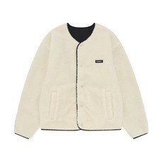 [백화점판] 커버낫 따뜻한 리버시블 컴피보아 카라리스 자켓 아이보리 점퍼 다운 패딩