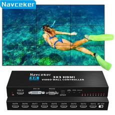 Navceker 4K HDMI 비디오 월 컨트롤러 3x3 HDMI DVI 비디오 월 프로세서 멀티 비디오 스크린 프로세서 스플라이서 4X2 1X4 1X3 배터리 없음, ZY-AP2 - Divx플레이어