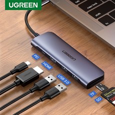 Ugreen USB C HUB Type C to Multi 3 0 HDMI 어댑터 독 30 C 3 1 스플리터 포트 C HUB, 없음