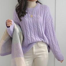 데일리앤 세라비 여자 겨울 꽈배기 울 알파카 니트