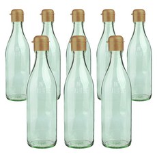 가인글로벌 청색기름병350 유리병 스마트원터치캡 골드, 8개, 350ml