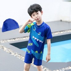 others 헤 이 나 스 턴 키 즈 수영복 남자 아이 라인 선 케 어 중 큰 아기 파란색 악어 (모자) L (키 100 - 120)