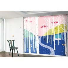 뮤럴벽지자작나무