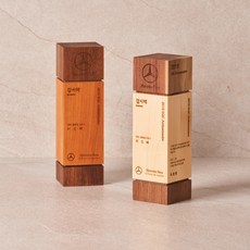 주문제작 원목상패 통원목상패 원목감사패 기업감사패 나무상패 선물, 월넛3단기둥상패(메이플)