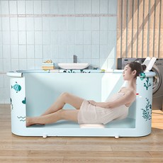 접이식 욕조 간이욕조 가정용사우나 목욕탕 1인 반신욕기, 접이식 욕조(딥블루 별디자인)