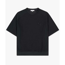 리버클래시 24SS LKM41302블랙 우븐 파이핑 라인 블록 반팔 티셔츠