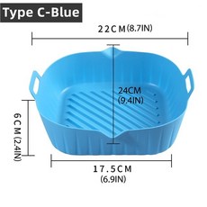 두꺼운 에어 프라이어 실리콘 바구니 재사용 가능한 오븐 킹 트레이 튀긴 피자 치킨 바구니 킹 매트 몰드 간편한 클린 에어 프라이어 라이너, 유형 C-블루, 하나