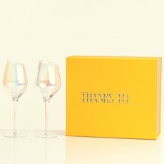땡스투 리드프리 크리스탈 오로라 와인잔 2P 선물세트 오블리끄 오로라, 2개, 440ml