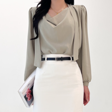 투디 드뮤어 드레이프 새틴 타이 블라우스 3color 디 드뮤어 드레이프 새틴 타이 블라우스 3color