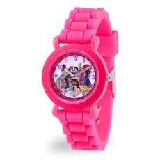 DISNEY 여아용 프린세스 시계 핑크 프린세스 플라스틱 실리콘 시계 1 - 핑크 케이스 / 핑크 실리콘 스트랩, Princess Plastic Silicone Watc, 1개