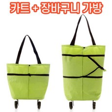 달리 신개념 휴대용 카트 크기조절 장바구니 캐리어, 1개, 그린