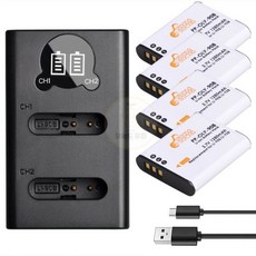 배터리호환 Li90B Li92B 충전기 올림푸스 TG6 TG5 TG 트래커 SH1 SH2 SP100 IHS용 1280mAh, 01 Charger and 4Battery, Charger and 4Battery, 1개