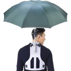  프리모 공급 핸들 웨어러블 셀프 우산 선 UV 레인 차단 낚시 야외 캠핑 사용 달리기 조깅, 녹색회색 