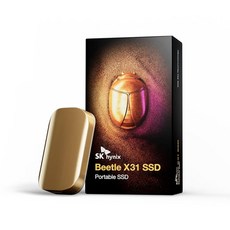 SK hynix SSD Beetle X31 1TB SSD DRAM 1050MBs USB 3.2 Gen2 MacWindows PCAndroid PS5 외장 부착, 샴페인 골드, 512GB