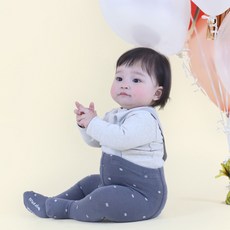 [메르베] 도트그레이 멜빵 유아 아기레깅스/유아 아기타이즈_사계절