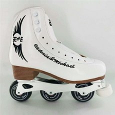 인라인 피겨 스케이트 어그레시브 성인 선수용 바퀴 댄스 신발 파워슬라이드 3륜 롤러, 1 쌍 흰색, 33