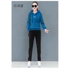 미래물 봄가을 후드 루즈핏 후드 추리닝 세트ZZW