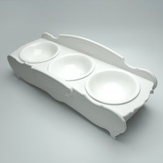  몽블 NEW 아르미앙 고양이식탁 강아지밥그릇 세라믹식기 물그릇 애견식탁, 아르미앙 3구, 이름표구매 