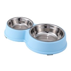 반려동물 밥그릇 강아지 고양이 2구 식기, 1개, 블루