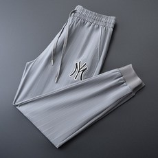 MLB 드랜드 NY 바지 남성 캐주얼바지 보이핏 볼륨 디자인 감각 에어매쉬 조거팬츠 스트라이프 단가라 99부바지 쿨링 배기