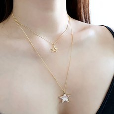 14K 도금 별모양 두줄 체인 레이어드 목걸이