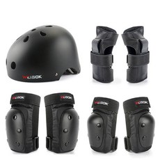 스케이트보드 가드세트 성인남녀 헬멧커버 인라인스케이트 밸런스카 대량, 여섯조각보호기어+헬멧, L