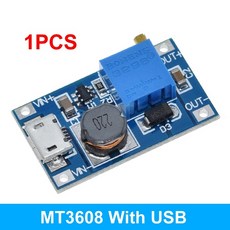 TZT MT3608 DC-DC 조절식 부스트 모듈 2A 플레이트 스텝 업 마이크로 USB 포함 또는 미포함 2V-24V 5V 9V 12V 28V, [04] 1PCS MT3608 Micro, 1개