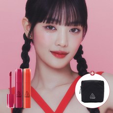 3CE LAZY POP LIP STAIN 레이지 팝 립 스테인 2개[증정]큐브 파우치 미니_Black, LUZTIC 러즈틱 2개