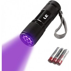 LE 소형 UV 블랙 라이트 손전등 9 개의 LED가 장착 된 휴대용 블랙 라이트 395nm 보이지 않는 잉크 펜, 1
