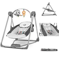 Ingenuity 영국배송 아기바운서Lionelo Otto 아기 로커 대화 형 장난감이있는 아기 스윙 놀이 아치 5 가지 흔들림 속도 출생부터 9kg까지 자연스러운 소리 접이식 회색-54319, 단일옵션