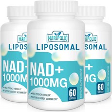 Pure 리포솜 NAD+ 보충제 1000mg | 폰테시 흡수| 에너지 및 DNA 방어 뇌 기능 60일 분량, 3개, 60정 - nadc538