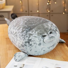 소프트 물범 쿠션 말랑말랑 바디필로우 모찌 인형, 그레이 씰, 30cm
