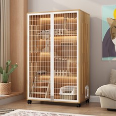 고양이 하우스 반려묘 복층 케이지 원목 철제 가구형 반려동물 집 직접 조립, 90x60x150 라이트 월넛 + 블랙 도어, 90x60x150 라이트 월넛+블랙 도어, 1개