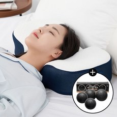 무로 쿨쿨넨네 3D 메모리폼 거북목 일자목 목디스크 숙면 경추 베개 (높이조절가능) 고밀도 경추베개 1개 144918, 쿨쿨넨네경추베개 1개, 바라나스마사지볼 1개