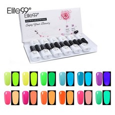 ELITE99 12PCS 블루 컬러 젤 네일 세트 박스 UV 폴리쉬 아트 래커 탑 하이브리드 키트 선물 상자, C031