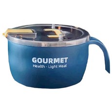 Gourmet 1300ML 不銹鋼泡麵碗, 帶瀝水孔, 手機支架, 藍色, 1個