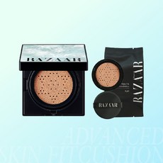 [하퍼스 바자] [싱글패키지] 하퍼스바자 어드밴스드 스킨 핏 쿠션 본품 1개 + 리필 1개, 색상:21호, 상세 설명 참조