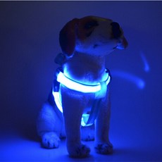 LED 애완 동물 하네스 고양이 강아지 가죽 끈 중형 대형견, 오렌지 (배터리 버전), 1개
