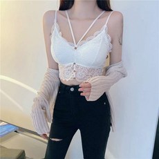 섹시한 민소매 나시 여자 브래지어 탈부착 가능 가슴패드 부드럽고 편안한 목도리 미백 랩 속옷