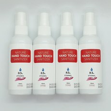 [의약외품][FDA][할랄] 네이처 핸드터치 소독용 에탄올(83%) 100ml 휴대용 손소독제 스프레이, 4개