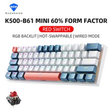게이밍 핫 유선 스왑 60 폼 미니 Machenike 기계식 팩터 61 가능 키 키보드 백라이트 RGB K500 B61, 없음, US Red Switch, 없음, 없음