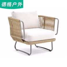 1인용쇼파 실외 쇼파 정원 디자인 모델하우스 거실 삼밧줄 편직 캐주얼 화원 테라스, C01-싱글 쇼파, T01-조합