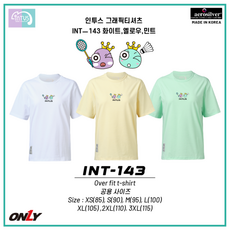 인투스 2024 배드민턴 테니스 스쿼시 남여 오버핏 그래픽 반팔 티셔츠 INT 143