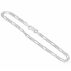 White Gold Figaro Anklet / Bracelet | 3 mm Thick Diamond Cut C/153547