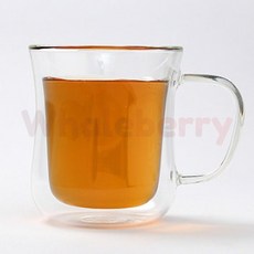 웨일베리2 내열유리 이중 손잡이 글라스컵 (220ML) 더블월컵 이중컵 우유컵 주스잔 물컵 머그컵, 1개